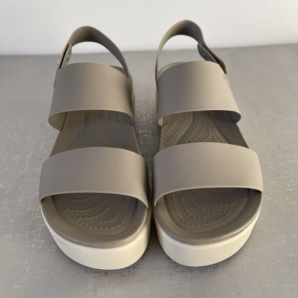 CROCS Brooklyn Platform Sandal Chunky Y2K Beige Tan Women's Size 8 - Picture 2 of 13